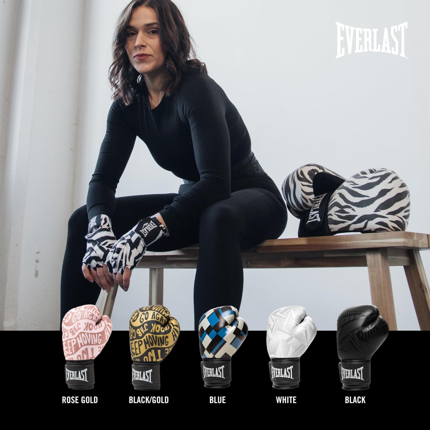 Everlast Spark Boxing Gloves | Training Gloves for Men and Women | Secure Fit Hook and Loop with Wrist Support | Heavy Bag & Fitness Training (14 oz | WHT Geo)