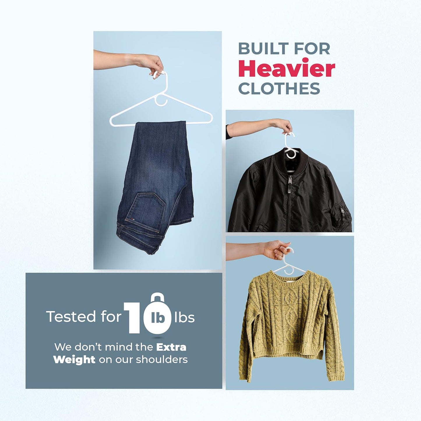 Skiennix Heavy Duty Plastic Clothes Hangers - Strong & Durable | Available in 18-Pack Black
