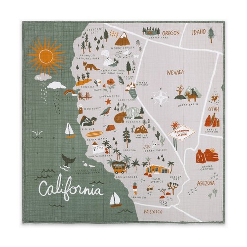 Babyletto 100% Organic Cotton Quilt, GOTS-Certified, 3-Layers of Ultra-Soft and Breathable Muslin - Calfornia