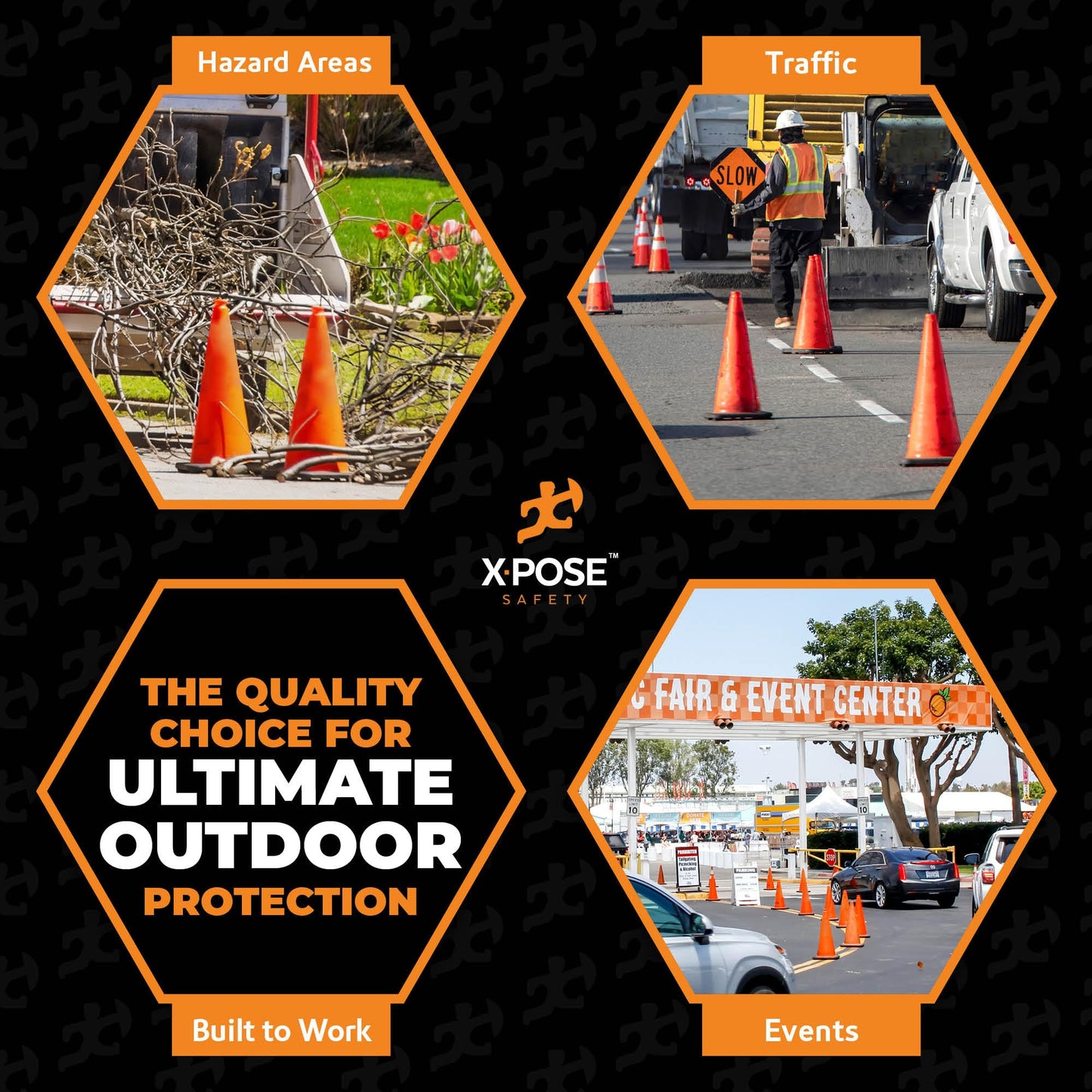 Xpose Safety 28" Orange Traffic Cones Heavy Duty 10lb, 4-Pack - Multipurpose PVC Plastic Safety Cone for Parking, Soccer, Caution, Kids and Construction - Custom Stenciling Available