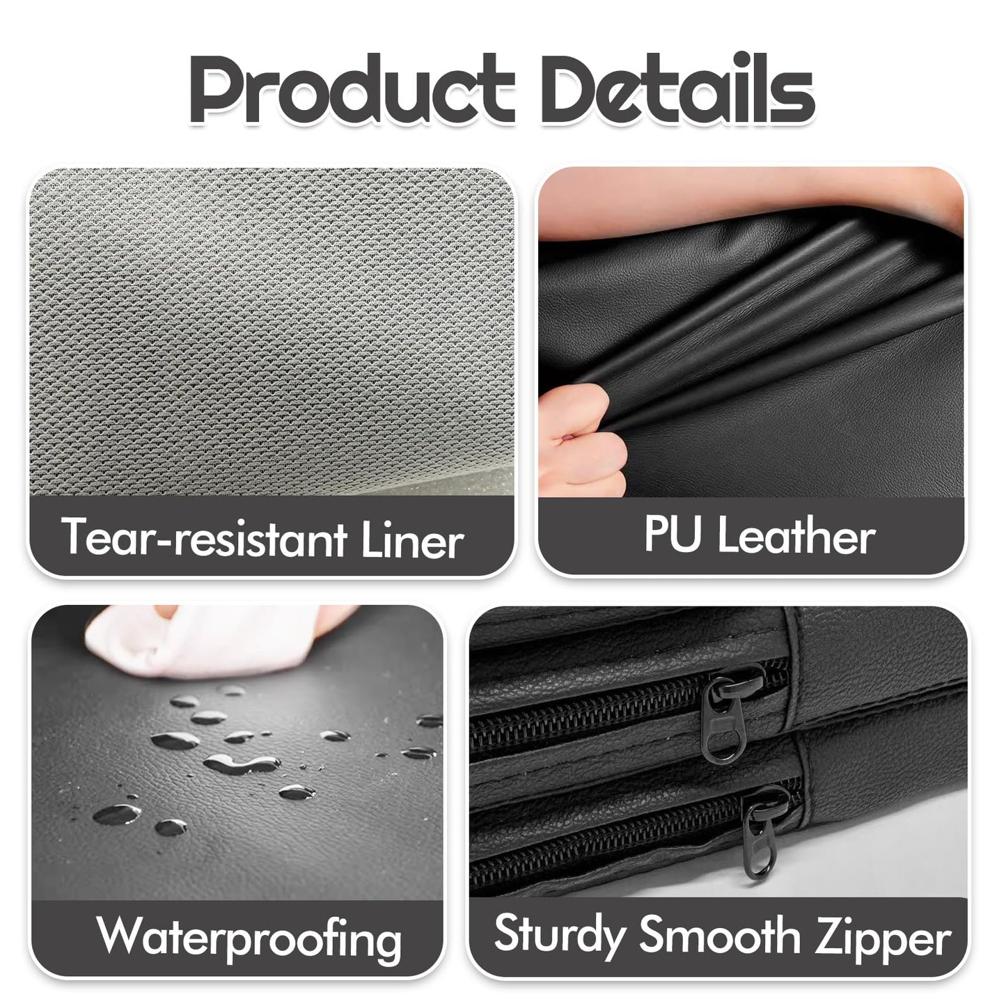 JZHLLA Foldable Mechanics Mat for Garage Work, 48 X 16 X 1.2 in Thick EPE Knee Pad Waterproof PU Leather Folding Mat with Carry Handle Portable for Garage, Garden, Home Gym Kneel or Lie Down