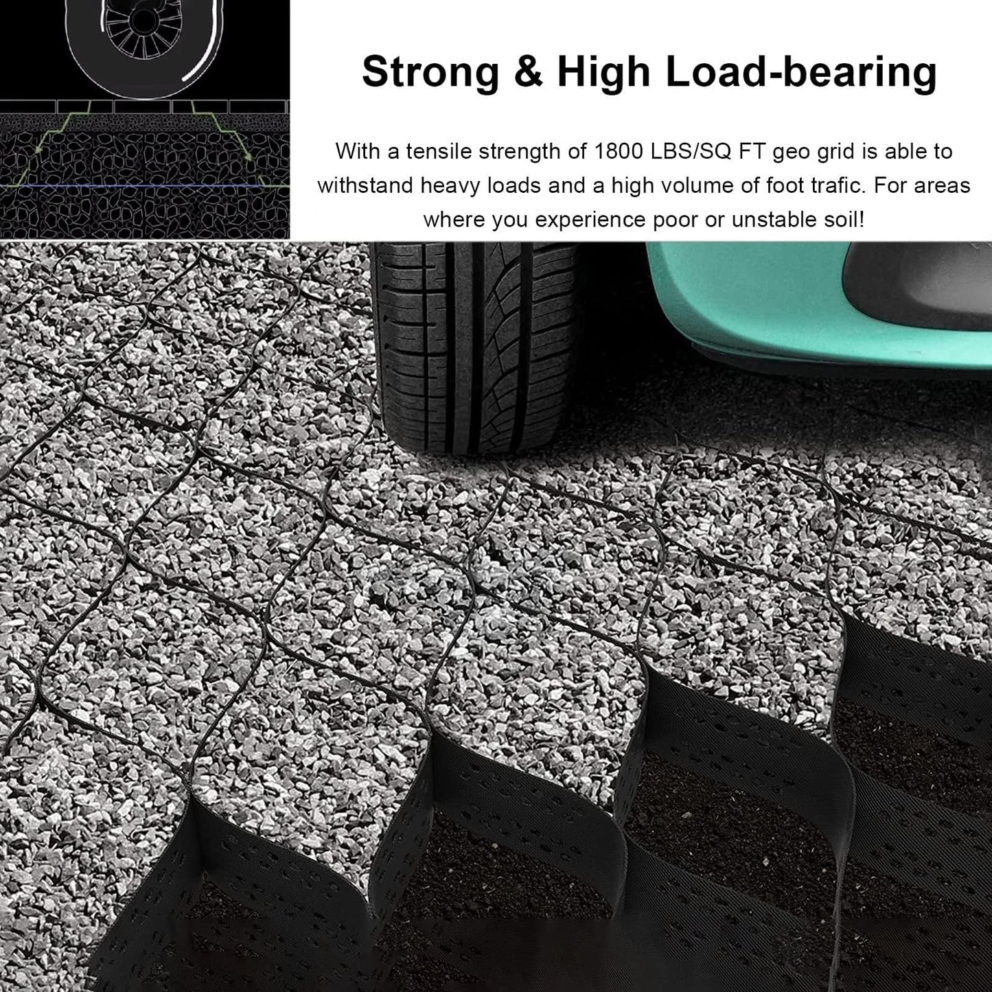 RTOWERM 2 Inch Thick Gravel Stabilizer Grid Mud Slope Control Driveways Grids Various Size Options Grids-Geocell Various Size Options Ground Grid for Landscaping Parking Lots Garden (Color : W X L,