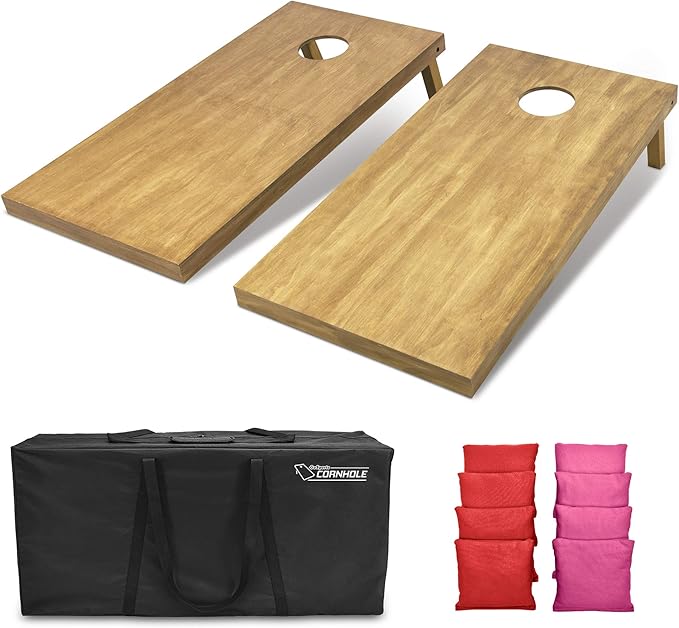 GoSports 4 ft x 2 ft Regulation Size Wooden Cornhole Boards Set - Includes Carrying Case - Full Regulation Size Bean Bag Toss Boards
