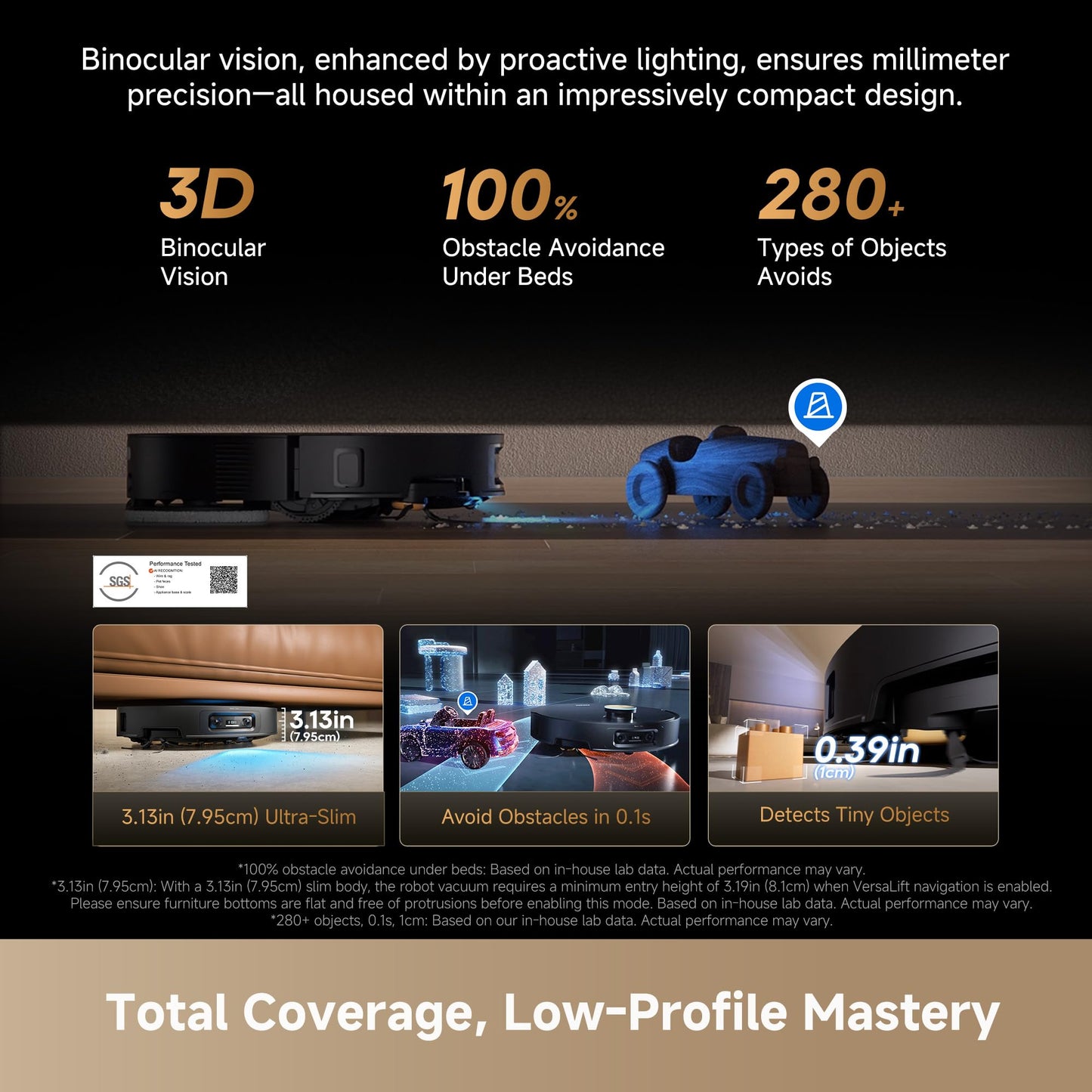 DREAME X60 Max Ultra Complete Robot Vacuum and Mop, Upgraded from X50 Series, 3.13in (7.95cm) Ultra-Thin Design, 35,000Pa Suction, Self Emptying&Refilling, Mop Self-Cleaning, 280+ Obstacle Avoidance