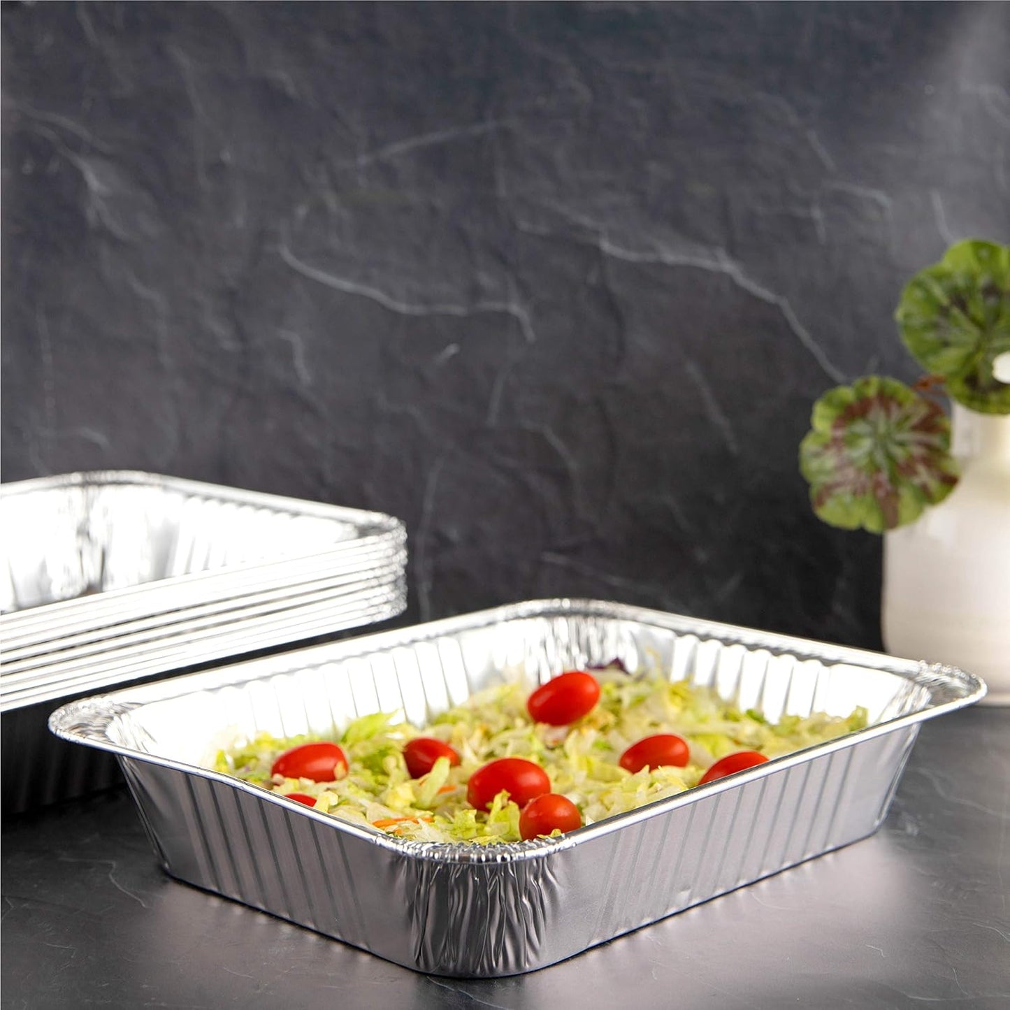 PLASTICPRO Disposable Aluminum Foil Pans - Half Size Deep Bakeware for Cakes & Lasagna | Pack of 10