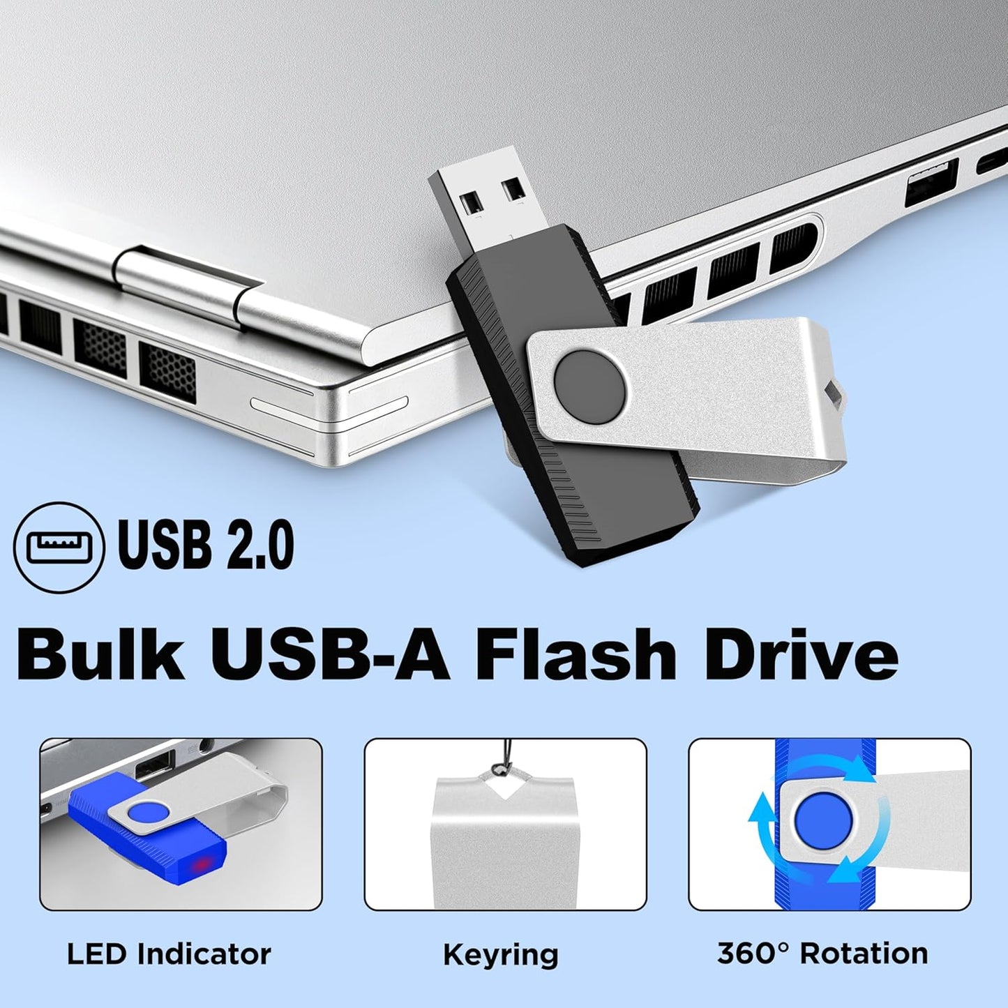 TEWENE 32GB 2-Pack 2.0 (&2PCS (32GB USB Flash Drive Thumb Drive USB Flash Drives Type-C Adapter) Zip Drive USB Memory