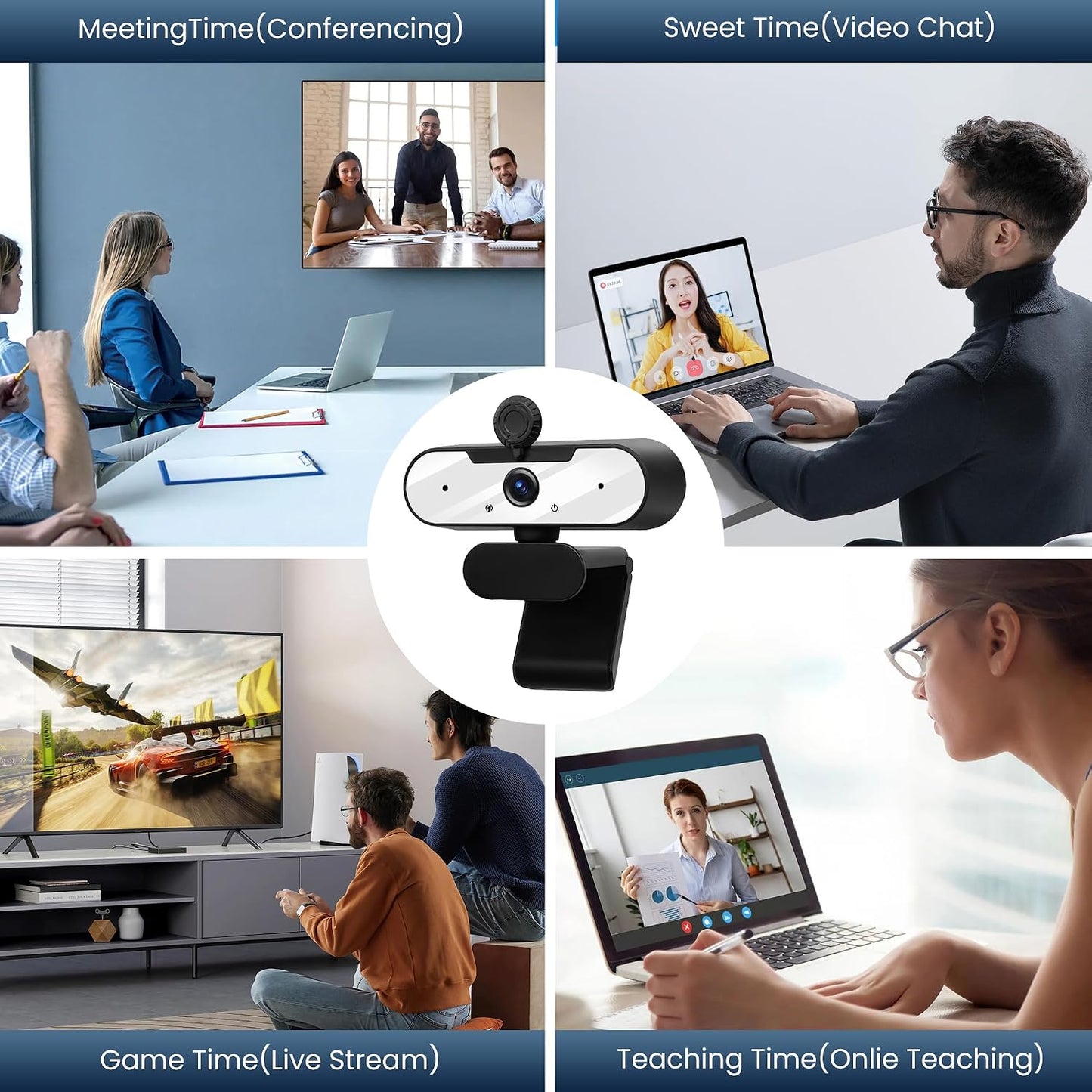 MTORED 1080P USB HD Video Webcam and Wide Angle Camera with Built-in Microphone and Rotatable Tripod,for Laptop