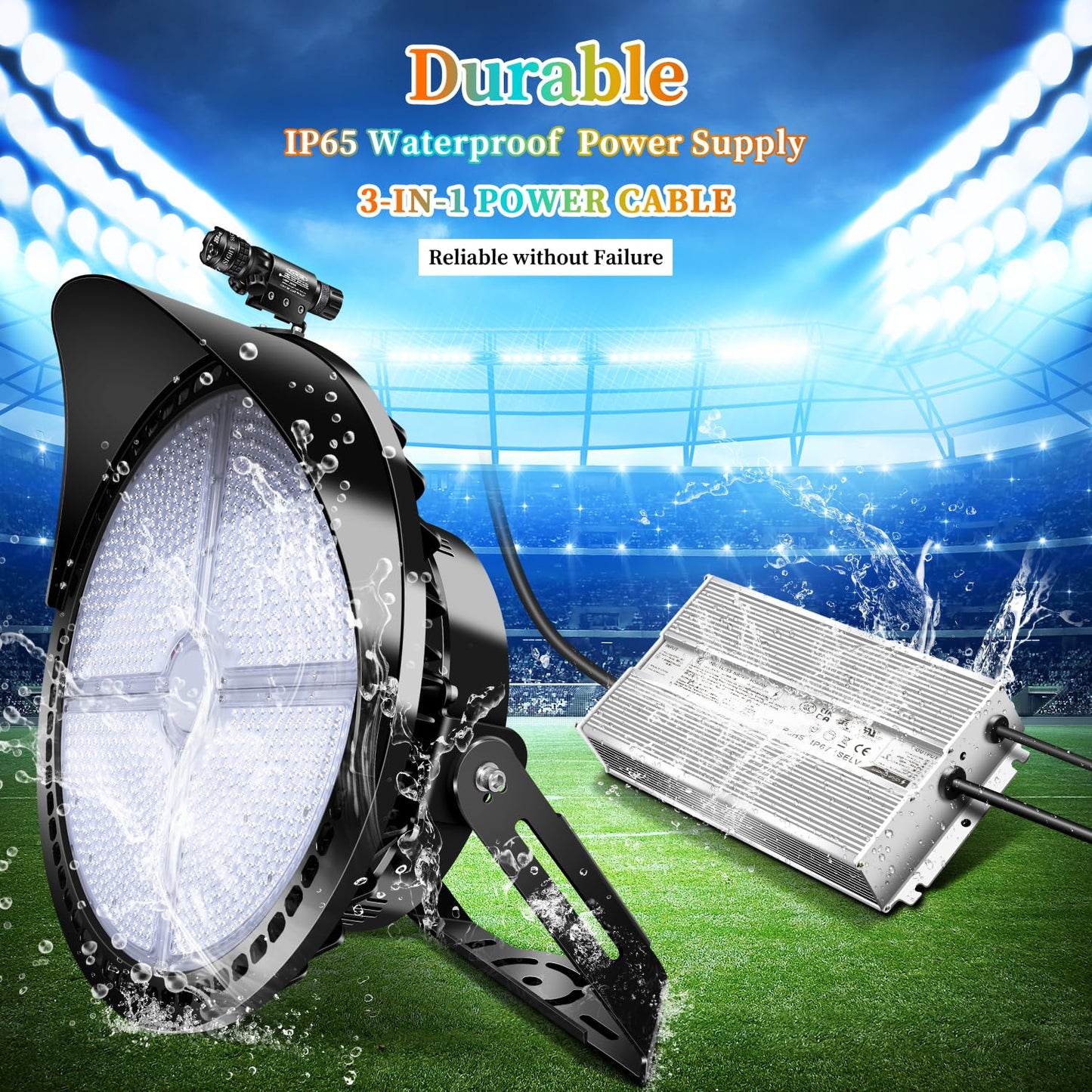 Juyace 78000lm Led Stadium Light Outdoor 600W Flood Lighting Super Bright Commercial Area IP65 Waterproof Arena for Sport Fields and Courts