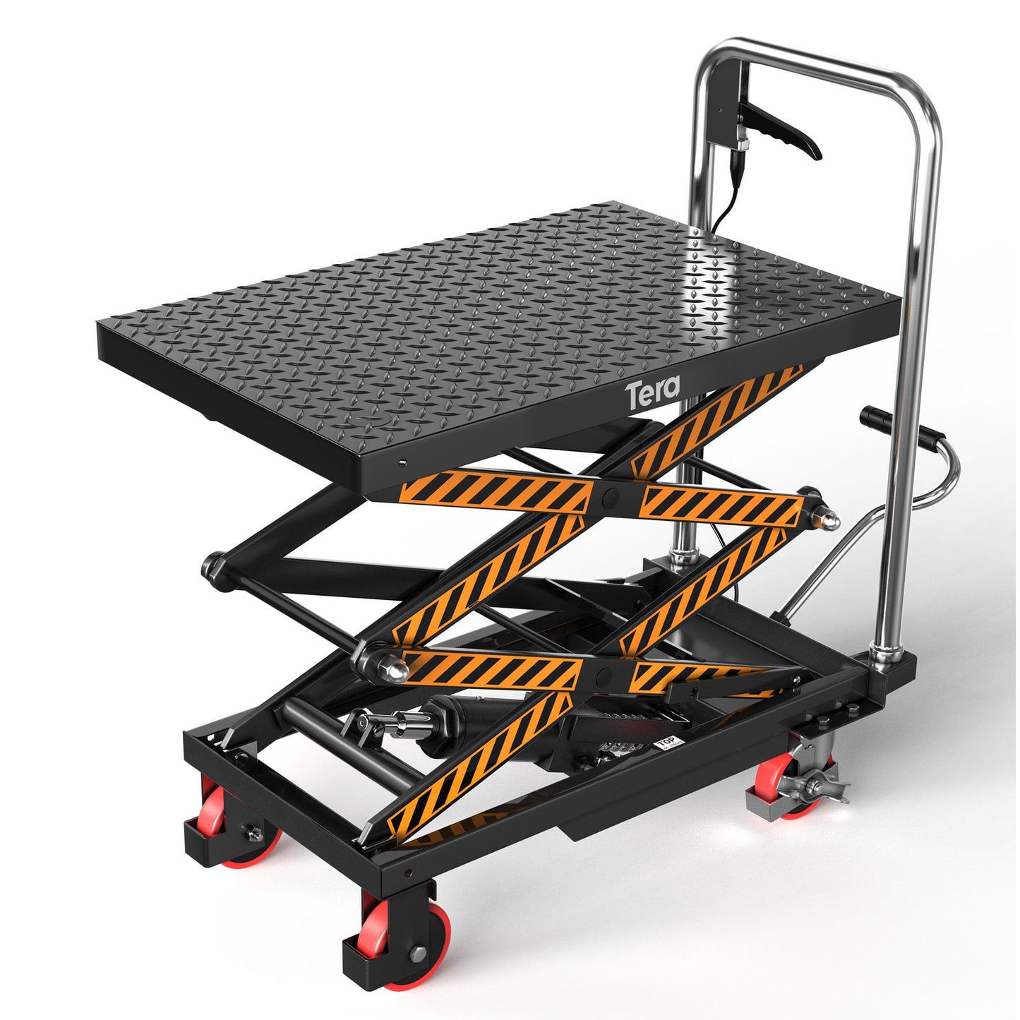 Tera Hydraulic Lift Table Cart: 330lbs Double Scissor Lift Platform 10.4"–49.6" with Impact-Resistant PU Casters Non-Slip Pad for Warehouse Workshop Material Handling LT1502 (Black)