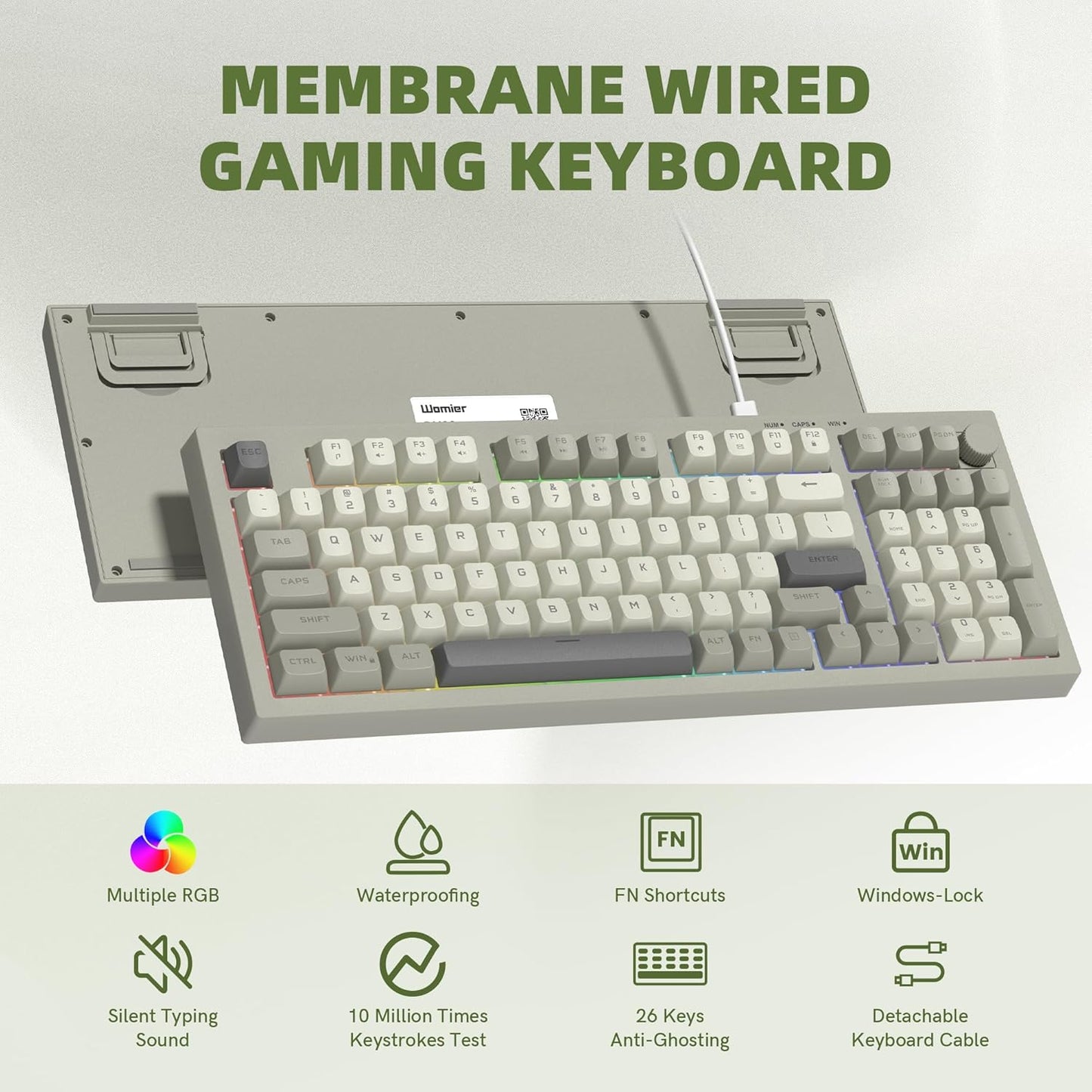 dagaladoo DK98 97 10/8.1/8/7 womier Retro Wired Gaming Keyboard Creamy Membrane with Rainbow RGB Backlight