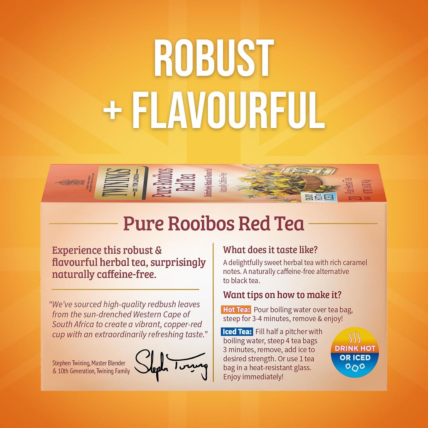 Twinings Rooibos Red Herbal Tea - Sweet & Uplifting Aroma, Caffeine-Free | 120 Individually Wrapped Bags
