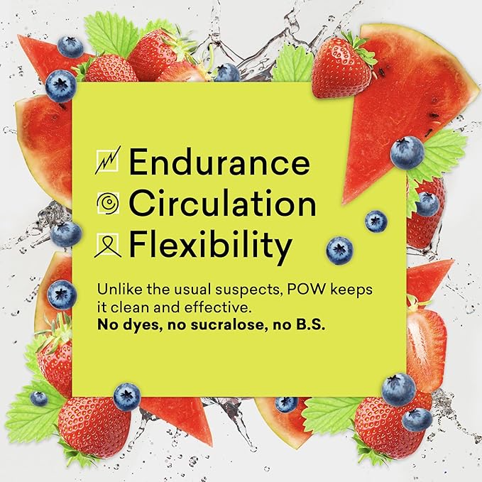 EBOOST POW Natural Pre Workout Powder - 15 Packets, Berry Melon Fizz - Preworkout Energy Booster Gym Supplement Drink Mix for Men and Women - Performance, Joint Mobility Support - Gluten-Free