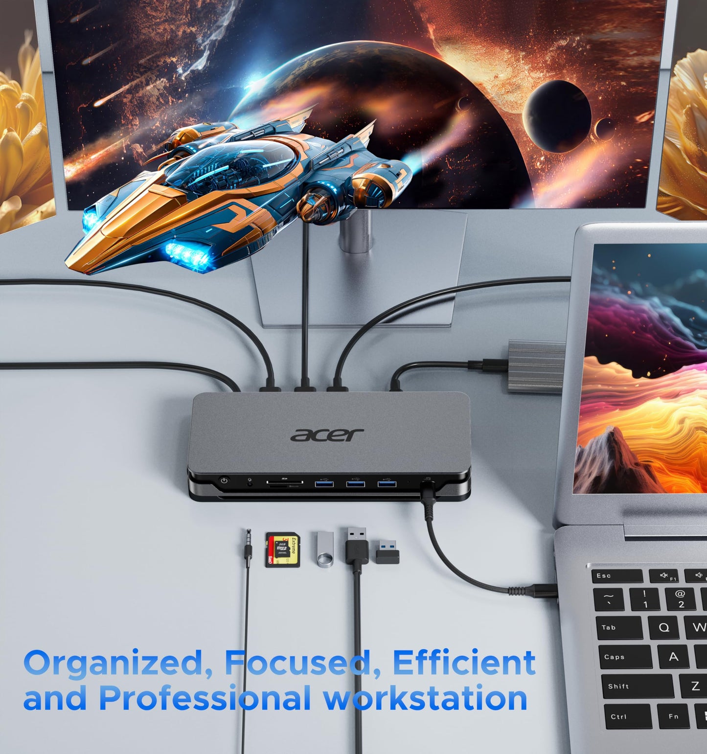 Acer Premium 13-in-1 Docking Station with 110W PD & Triple Monitor Support | Dual 4K HDMI and DP,5Gbps USB A/C,Gigabit Ethernet,Security Lock | Laptop Docking Station for Windows/Dell/HP/Lenovo/Asus