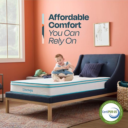 Linenspa 8 Inch Memory Foam Hybrid Mattress - Medium Firm Comfort - Breathable & Cooling - Twin Size for Kids or Guest Room