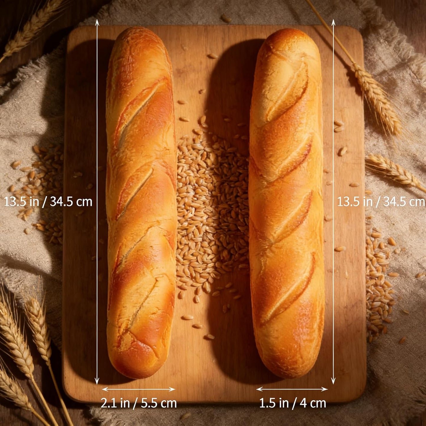 MHFOOU 13.6IN Artificial French Baguette Bread, Realistic Fake Loaf Simulation Baguette Simulation French Loaf Dessert