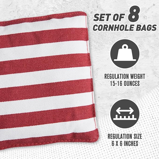 Cornhole Bags Set of 8 Regulation Corn Hole Bean Bags for Cornhole Game, Professional Weather Resistant Corn Hole Bags with Tote Bag
