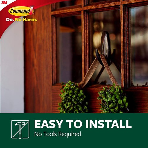Command Outdoor Large Bronze Hooks - Damage-Free, Weather Resistant | Holds Up to 5 lb, 3 Hooks & 4 Strips
