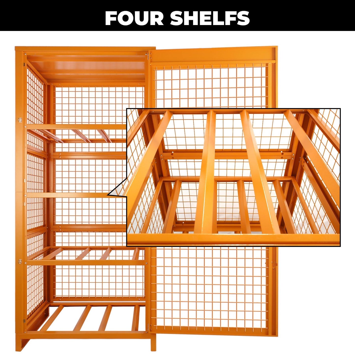 Sidasu Propane Tank Storage Cage for 8 Cylinders-31.5"x30"x67", Lockable Outdoor Storage Box with Split Doors, Heavy Duty Cylinder Storage Cabinet, Yellow Powder Coated,Fits 3,5,11,20,30,33lb Tanks