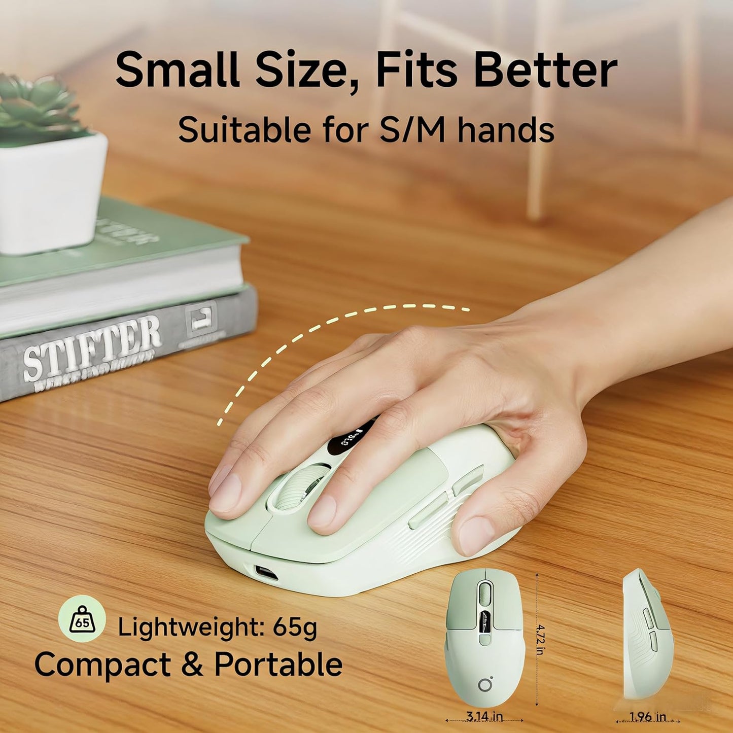 SEUNKWANG Q1 2.4G 1600 6 EWEADN Wireless Bluetooth Mouse, BT & Computer Mouse with Battery & DPI LED Screen Display
