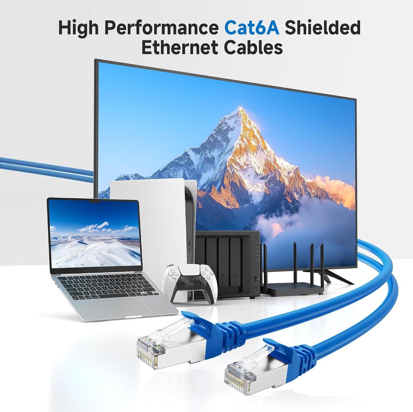 10Gbps 6A 50ft, 6A Cat6A Cable Matters Snagless Shielded Cat Ethernet Cable - Cat Cable, Cord, Ethernet Cord, Blue