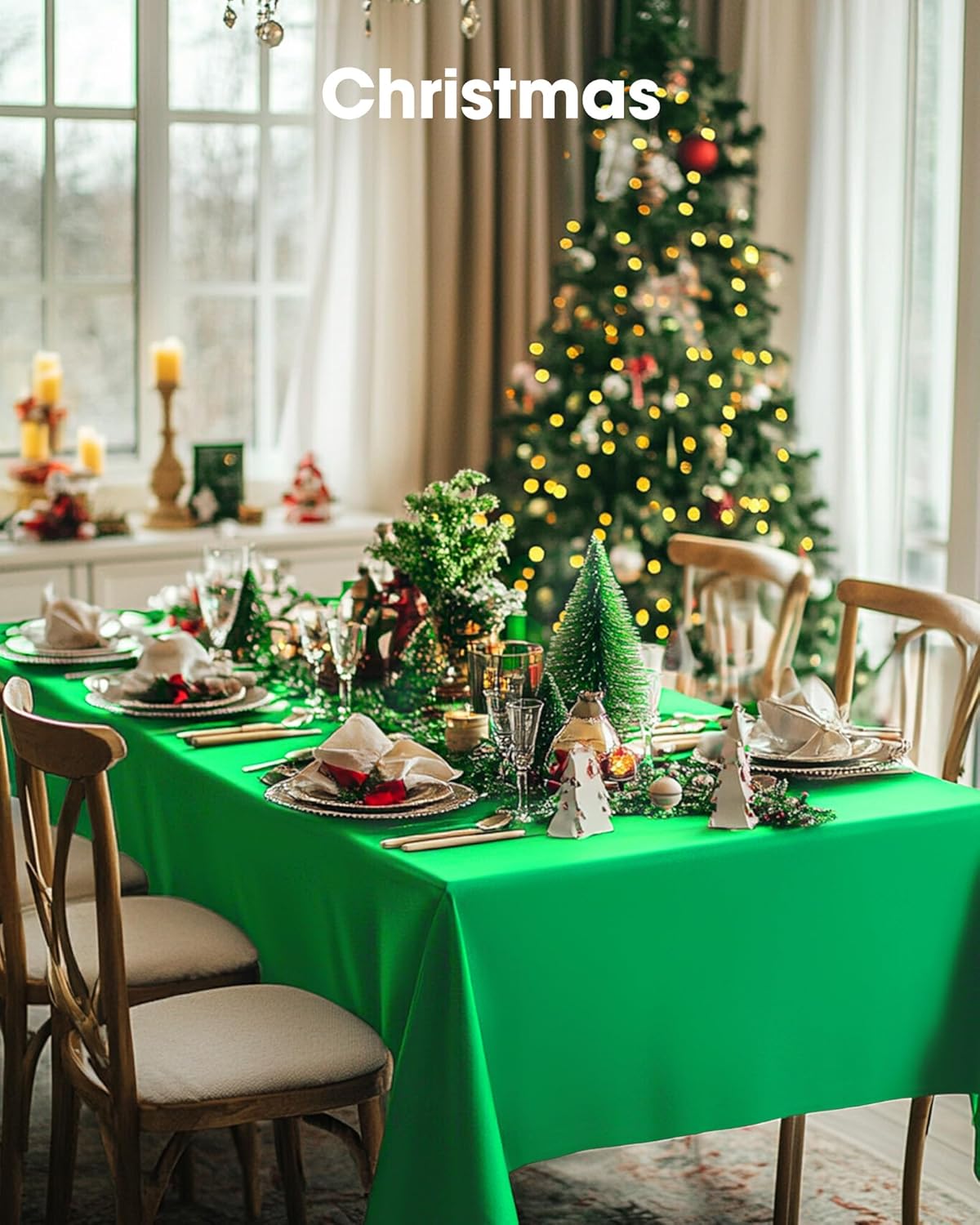 Pureegg Disposable Plastic Tablecloths - 8 Pack, 54 x 108 Inch, St. Patrick's Day & Christmas Decor, Leakproof Green
