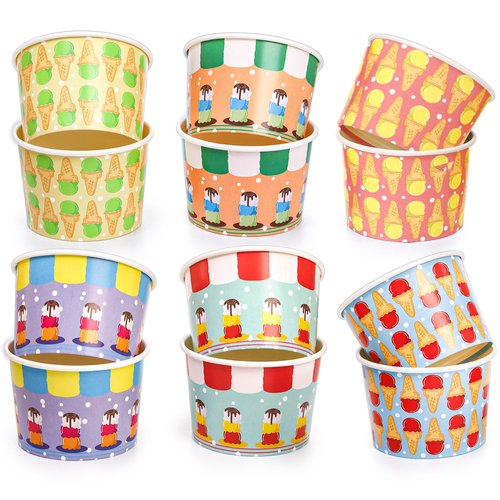 Cididu 240 Pack Paper Ice Cream Cups, 8 Oz Disposable Dessert Snack Bowls, Parties Suppliers Treat Cups for Hot and Cold Food, Soup, Sundae, Fruits, Frozen Yogurt, Summer Birthday Party Picnic