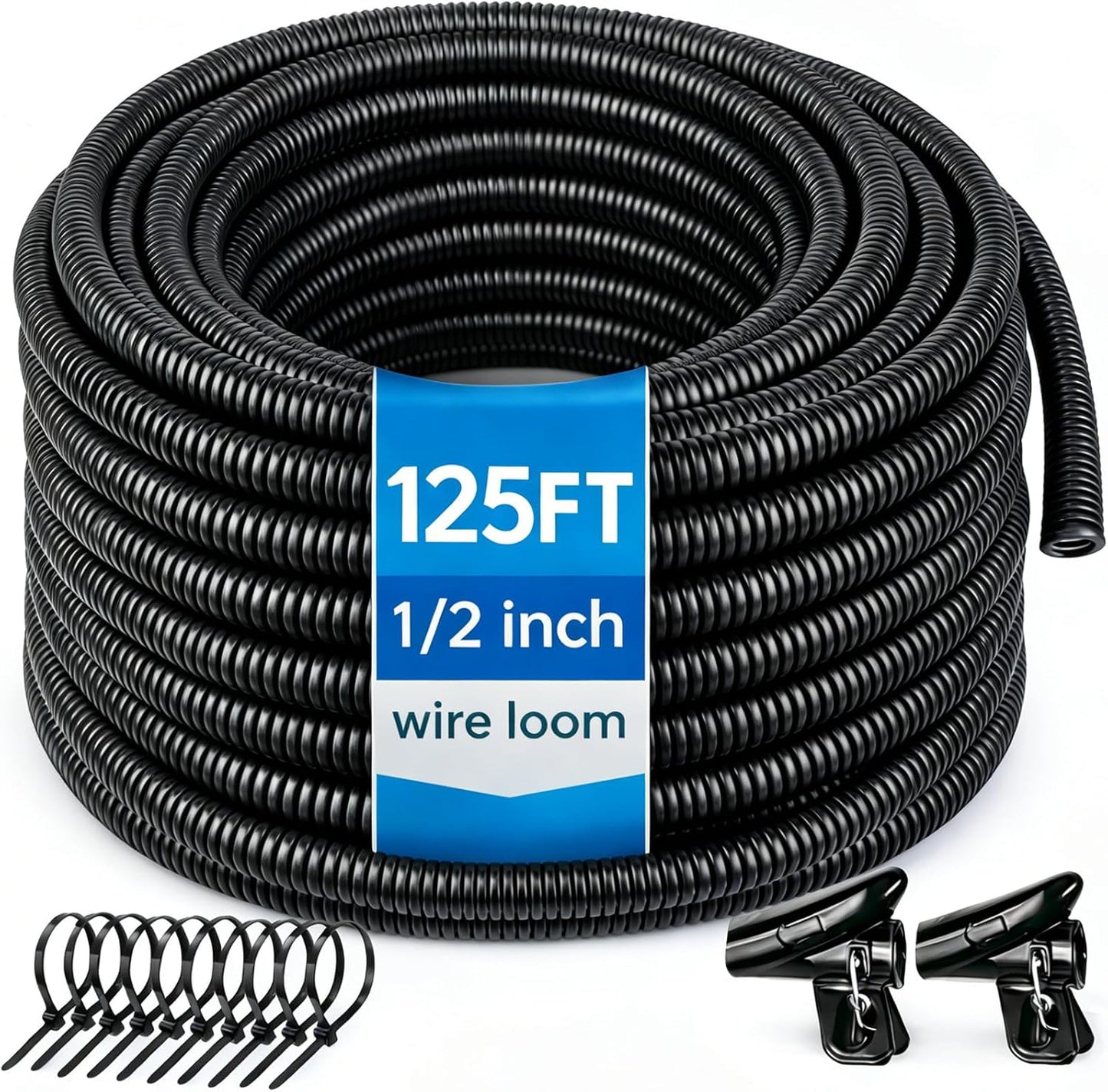 wevsuipo 1/2" 125 Automotive Wire Loom Flame Retardant Split Wire Loom Tubing Assortment Wiring Loom Kit Plastic Cover