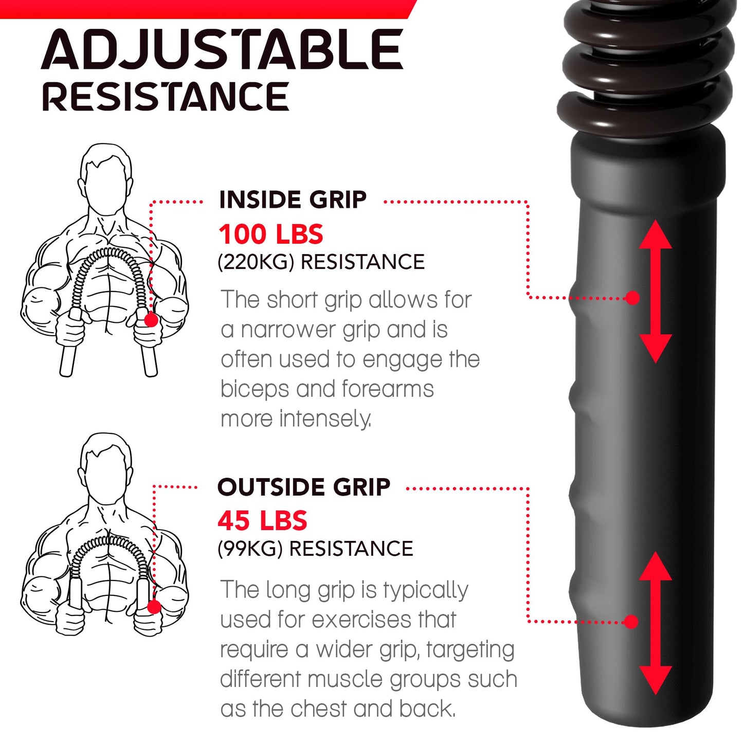 Zenooze Power Twister Bar, Chest Exerciser for Men, The Ultimate Upper Body Chest Workout Equipment for Strengthening Your Chest, Shoulders, Forearms, Biceps, and Arms Barra para Hacer Ejercicio
