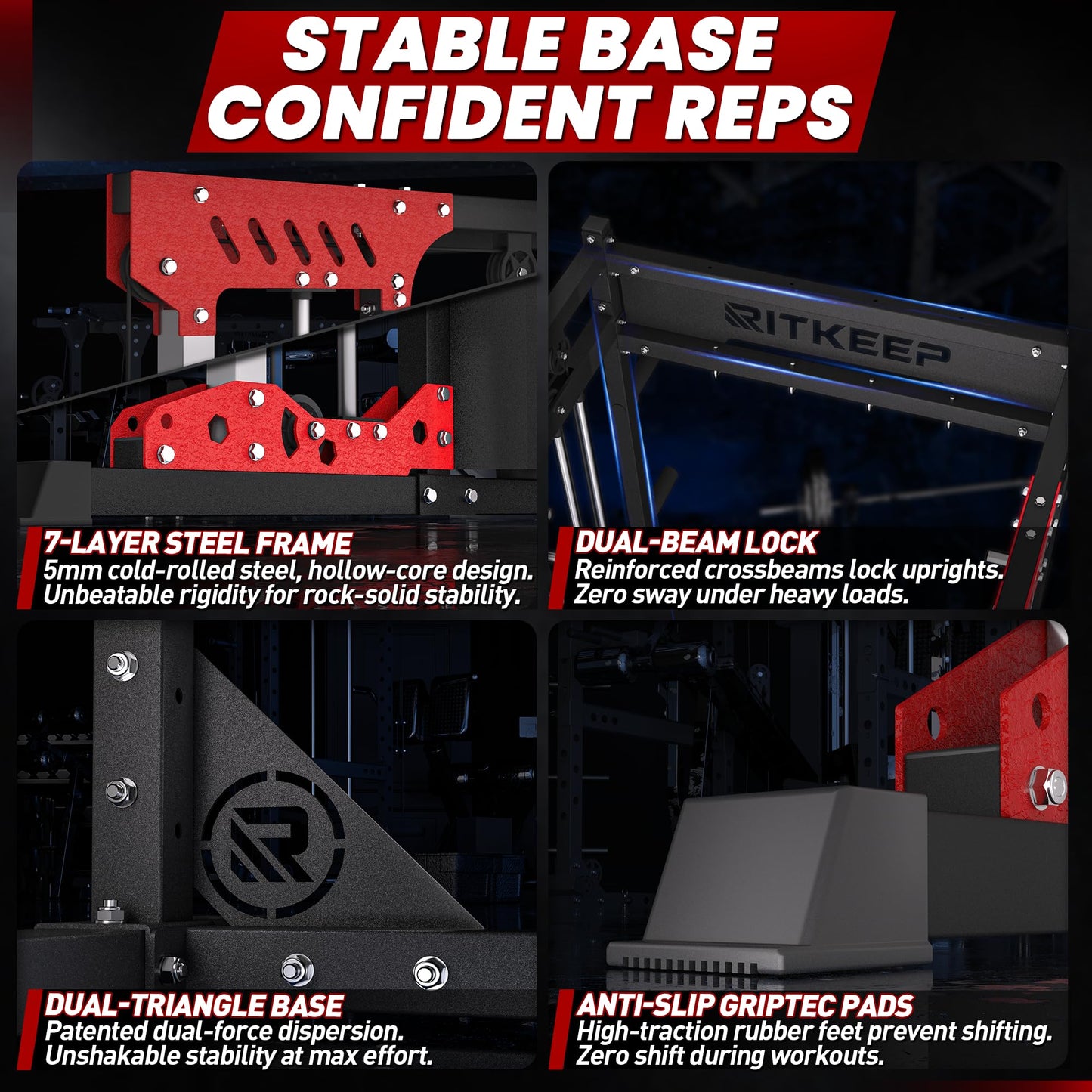 Home Gym Smith Machine with 320lb Weight Stacks – 6-in-1 Power Rack, Crossover, Pull-Up & Dip Station, Full Body Strength Training – RitKeep PMAX-5600 Pro (Black&Red(320LB)-2026 Version)