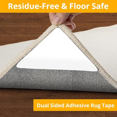 Daisyhome 12 PCS Rug Tape - Double-Sided Adhesive Gripper for Hardwood Floors | Anti-Slip Carpet Solution