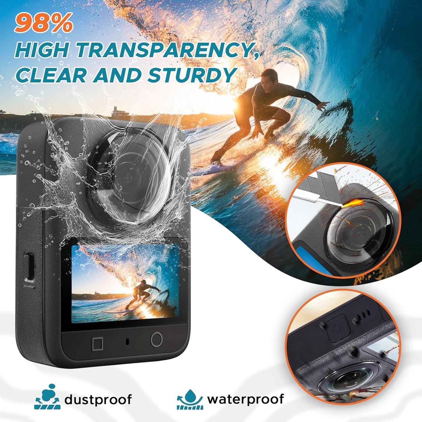 2 Pack 360 9H, JZW-Shop PC Lens Guard with Screen Protectors Compatible with DJI OSMO Action Camera, Scratch