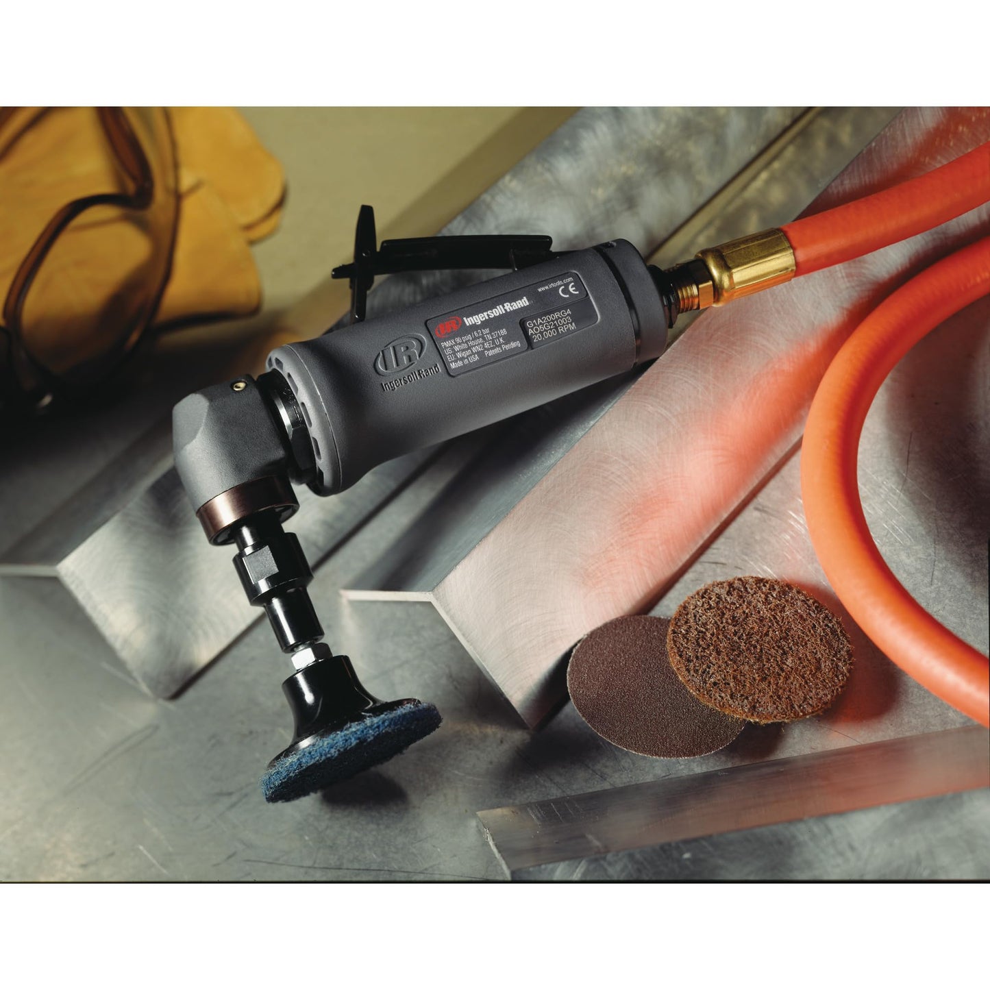 Ingersoll Rand G1A200RG4 Angle Air Die Grinder, 20,000 RPM, 0.4 HP, 1/4" Collet, Rear Exhaust