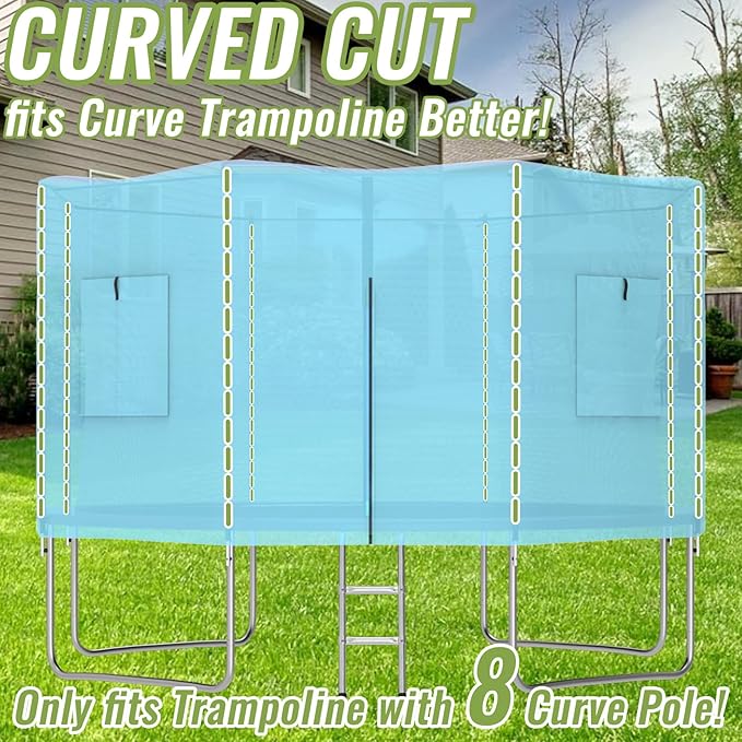 Gardenature 10FT/12FT/14FT Trampoline Tent(Tent Only), Fit Round Trampolines, Shade Cover with LED Light, Outdoor Trampolien Accessories, Anti-Tear