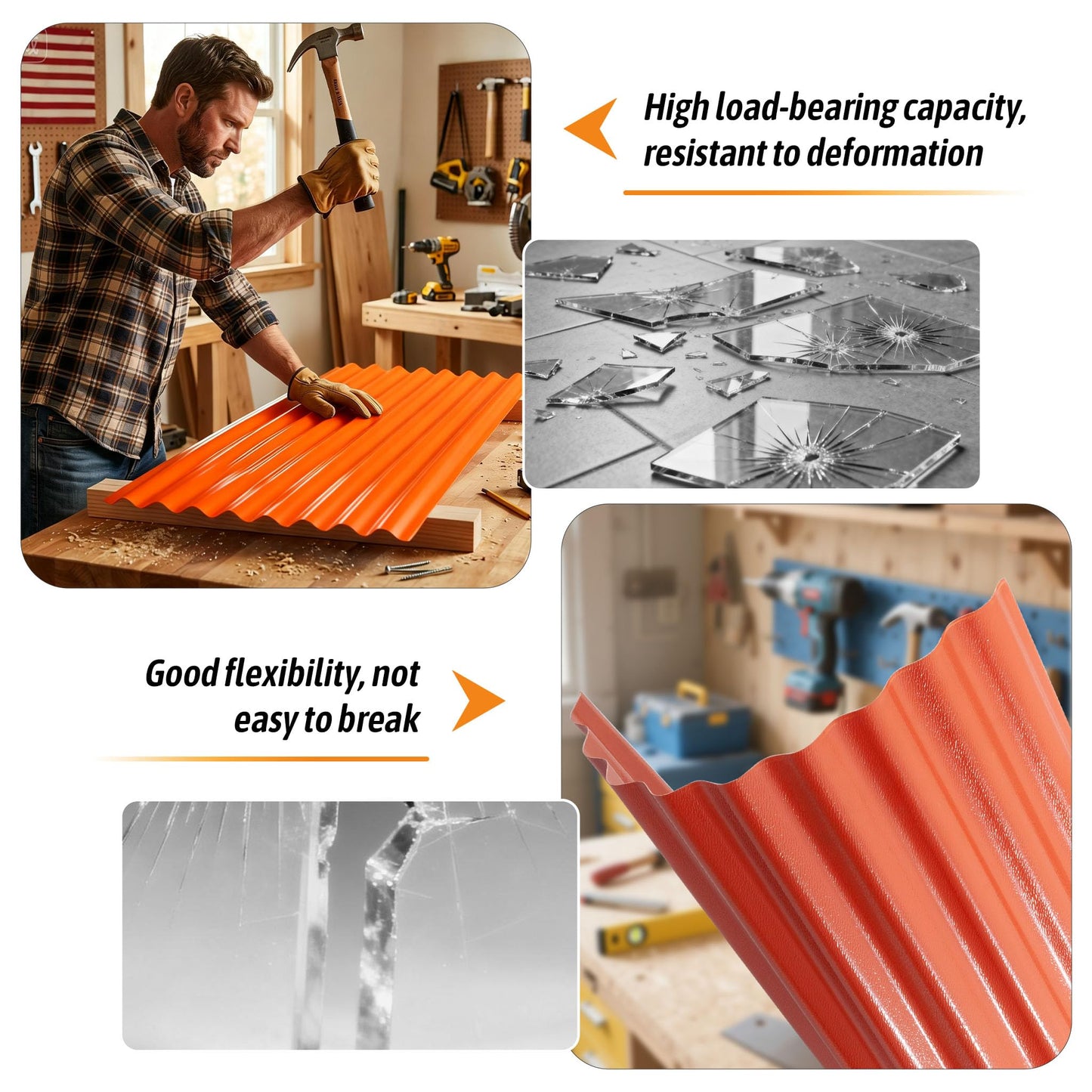 Jaxilyn Placstic Roof Panels 25 pcs L60.2×W20.67 inch, Placstic Corrugated Roofing Panels Gazebo Top Cover Waterproof Sunproof for Patio Outdoor Garden (Orange)