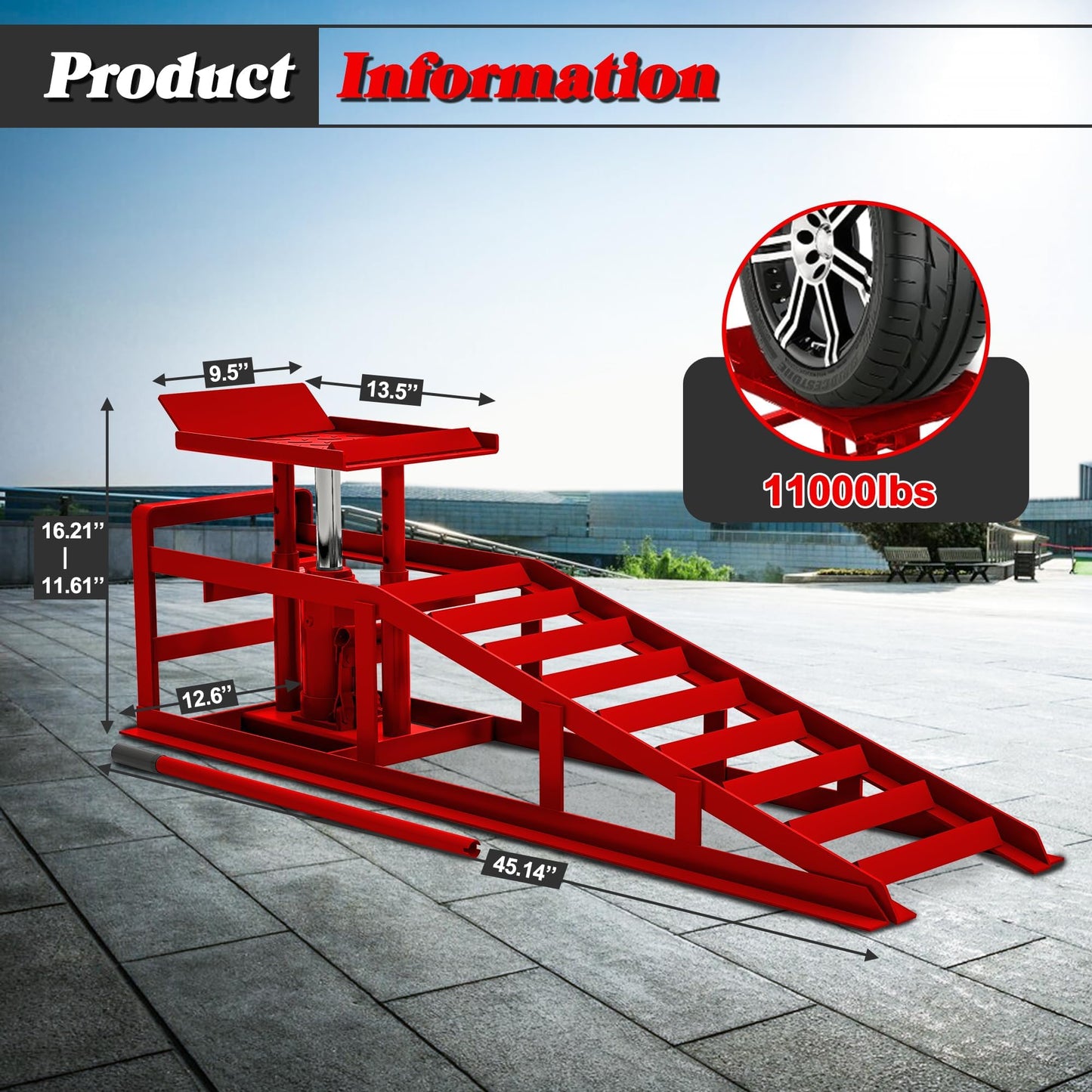 GarveeTech 2 Pack Hydraulic Car Ramps 5 T 10000 LBS Low Profile Car Lift Service Ramps Truck Trailer Garage,Height Hydraulic Vehicle Ramps