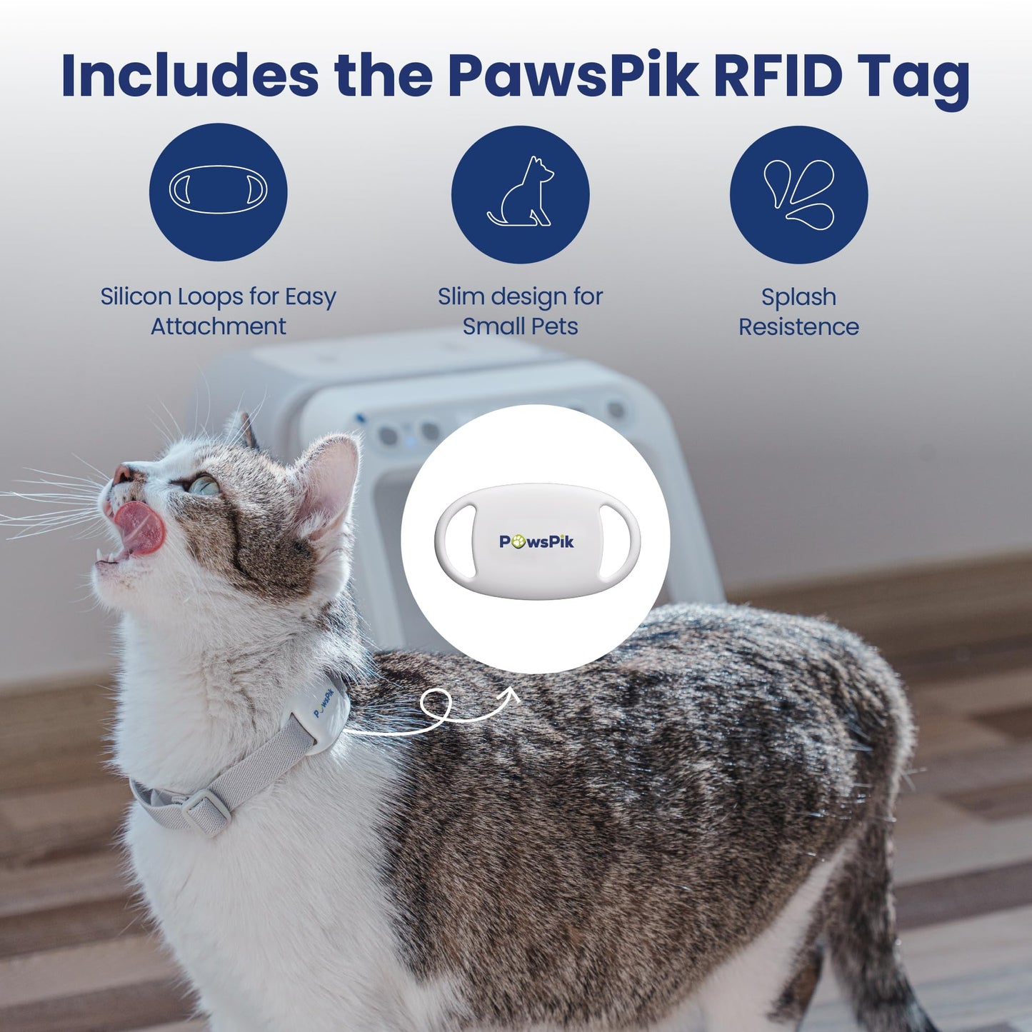 PawsPik Automatic Microchip RFID Cat Feeder,16-Cup, ISO Microchip & PawsPik RFID Tag Compatible, App Control, Portion Control