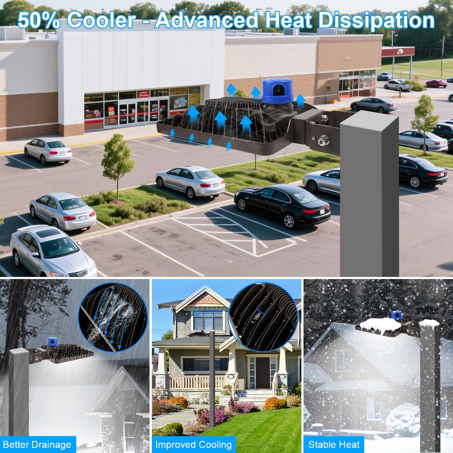 ledmo LED Parking Lot Lights 350W LED Flood Lights Outdoor 52500LM 5000K Adjustable Trunnion Mount Dusk to Dawn Area Security Street Lighting Commercial Wall Mount Warehouse Shop Garage IP65 3 Pack