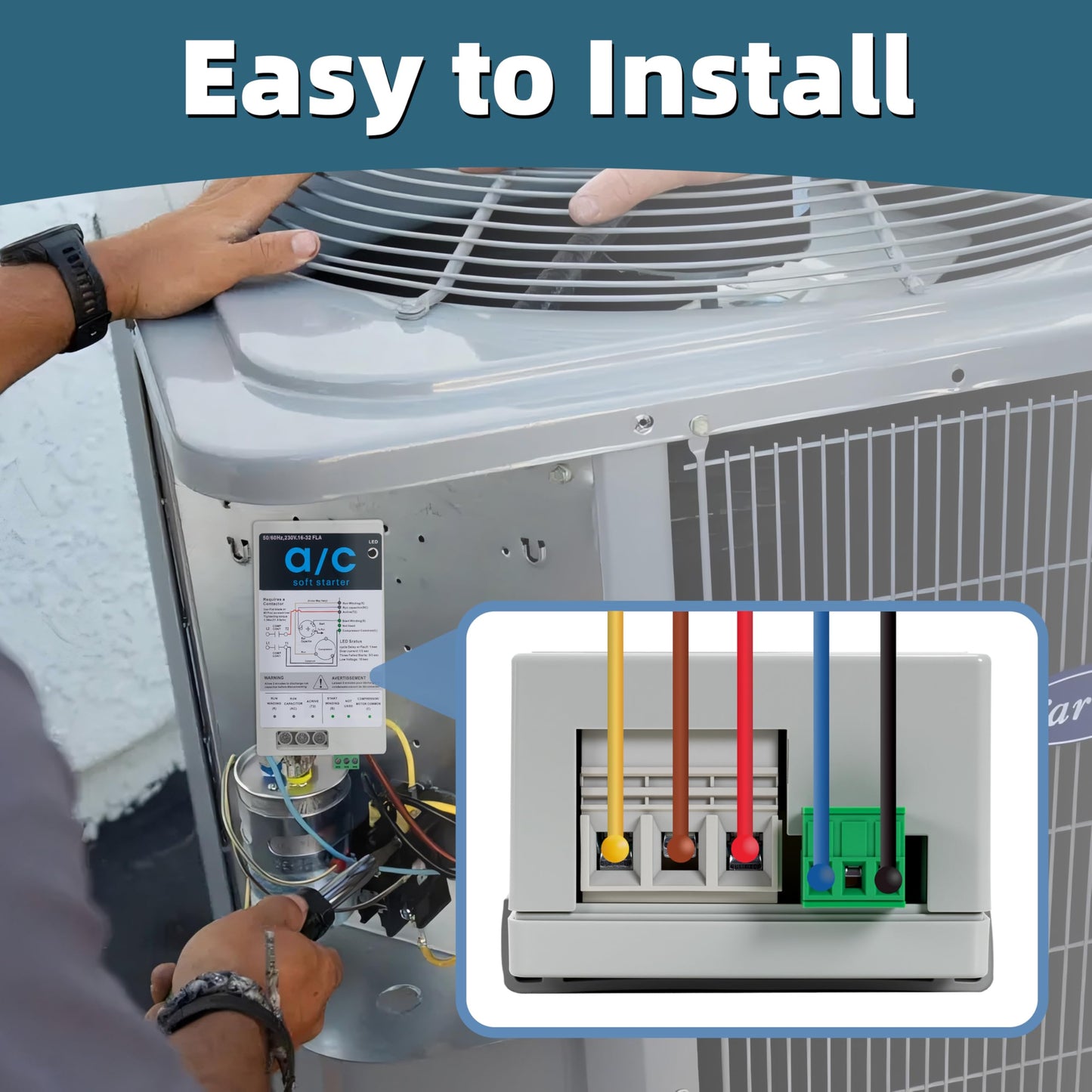 Eshcol AC Soft Start Kit for 4-7 Ton Air Conditioners, Fit for Home, RV, Commercial, Generators Use. Easy DIY Installation, Reduces Start-Up Current by 70%, 110V-240V. Compatible with Most AC brands.
