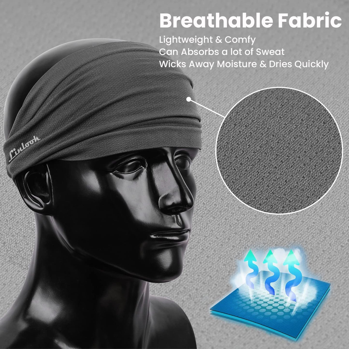 Sports Headbands for Men and Women - Moisture Wicking Hair-Band for Sports Fitness Workout Running Hiking Jogging Crossfit Cycling Yoga Basketball Soccer Tennis