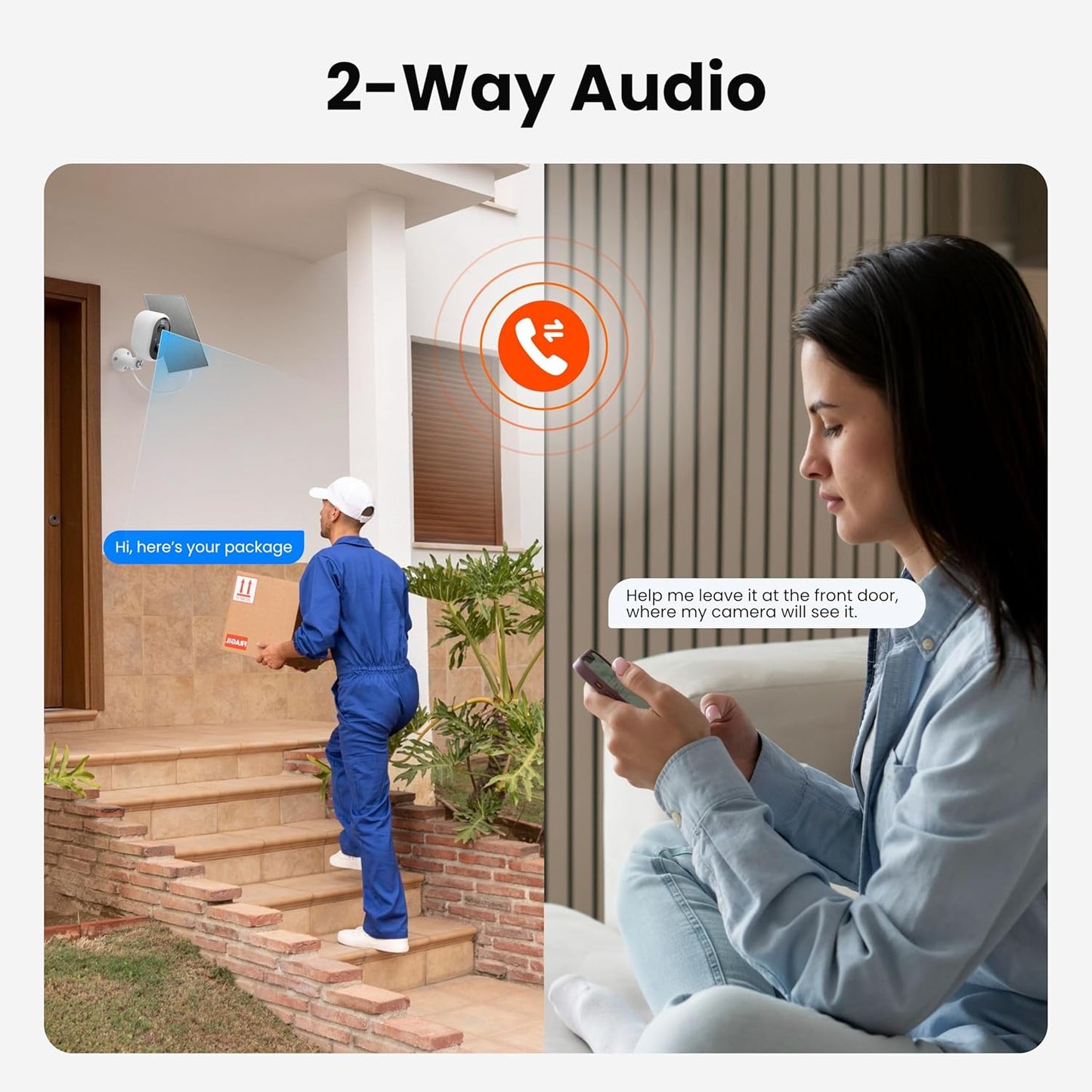 Aurumbach 2K Detection,2.4GHz 2-Way Solar Security Camera Outdoor Wireless, Color Night Vision, Battery Powered PIR