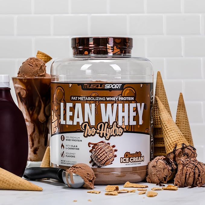 Musclesport Lean Whey Revolution??Protein Powder - Whey Protein Isolate - Low Calorie, Low Carb, Low Fat, Incredible Flavors - 25g Protein per Scoop - 5lb Chocolate Ice Cream