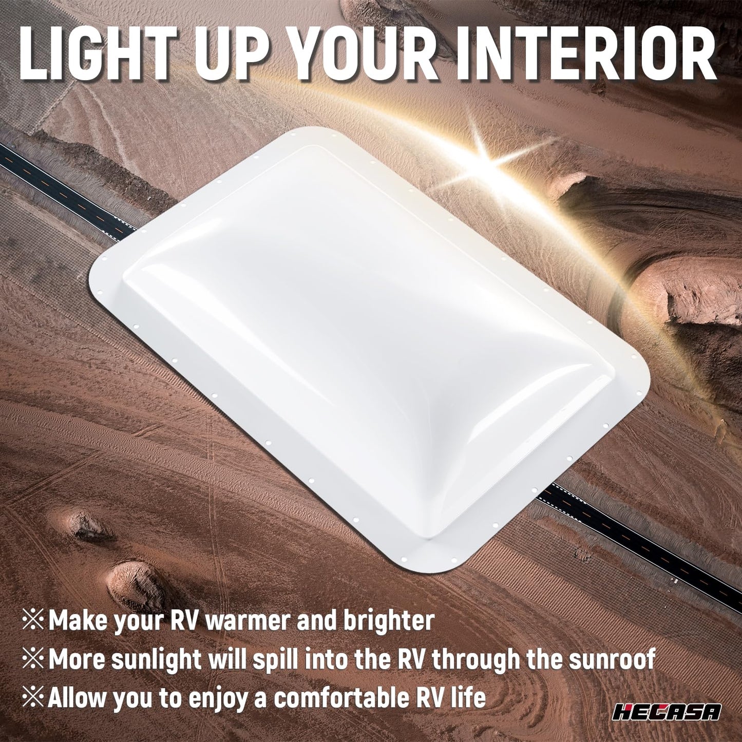 HECASA RV Skylight Replacement - 18in x 26in Polycarbonate Cover for 14in x 22in Openings - White - Model VC-LYAP-737-1
