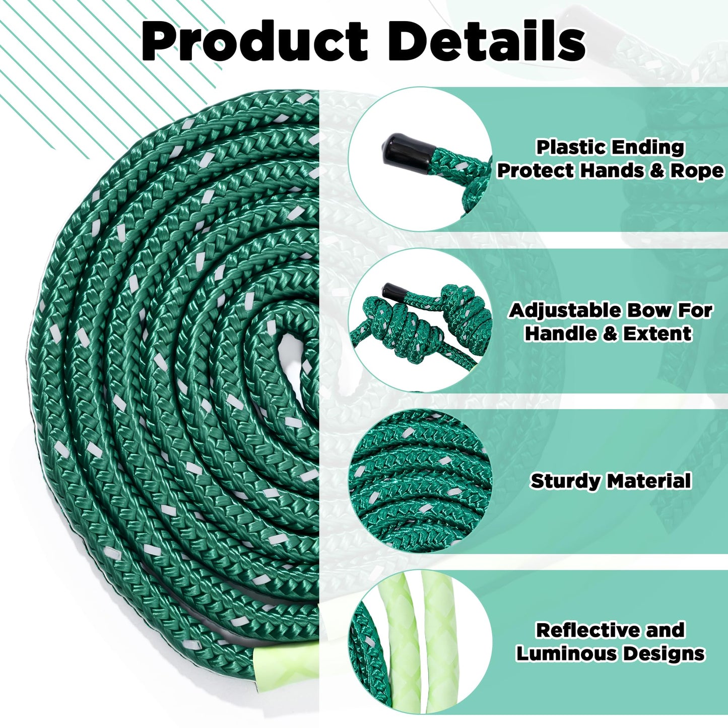 GQIRIL Flow Exercise Jump Rope - Long Weighted Jumping Rope for Workout Women Men Fitness, Adjustable Double Woven Heavy Jumprope for Indoor Outdoor Adults Beginner Training Boxing Cardio (Dark Green)