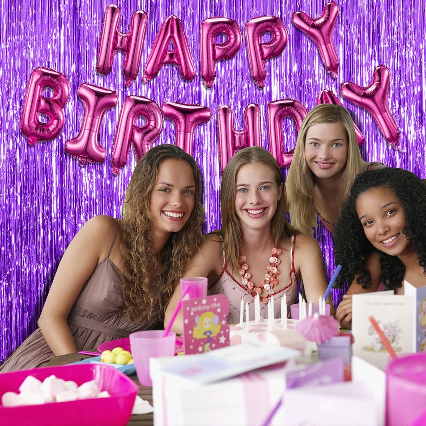 Purple Backdrop Tinsel Streamers - 20 Pack Foil Fringe Curtains for Halloween, Birthdays & Parties