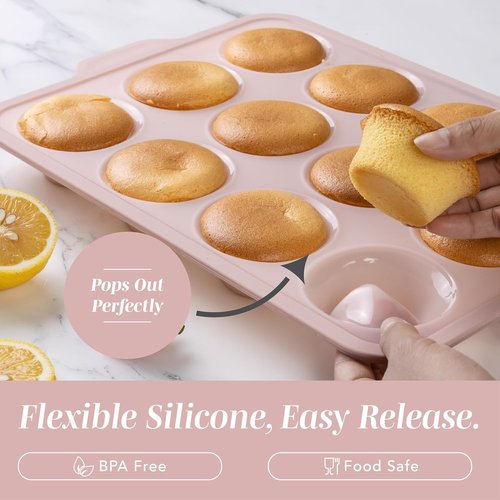 COOK WITH COLOR 17-Piece Silicone Baking Pan Set - Non-Stick Muffin Pans with Sturdy Metal Frame | Easy Clean & Flexible Cake Molds