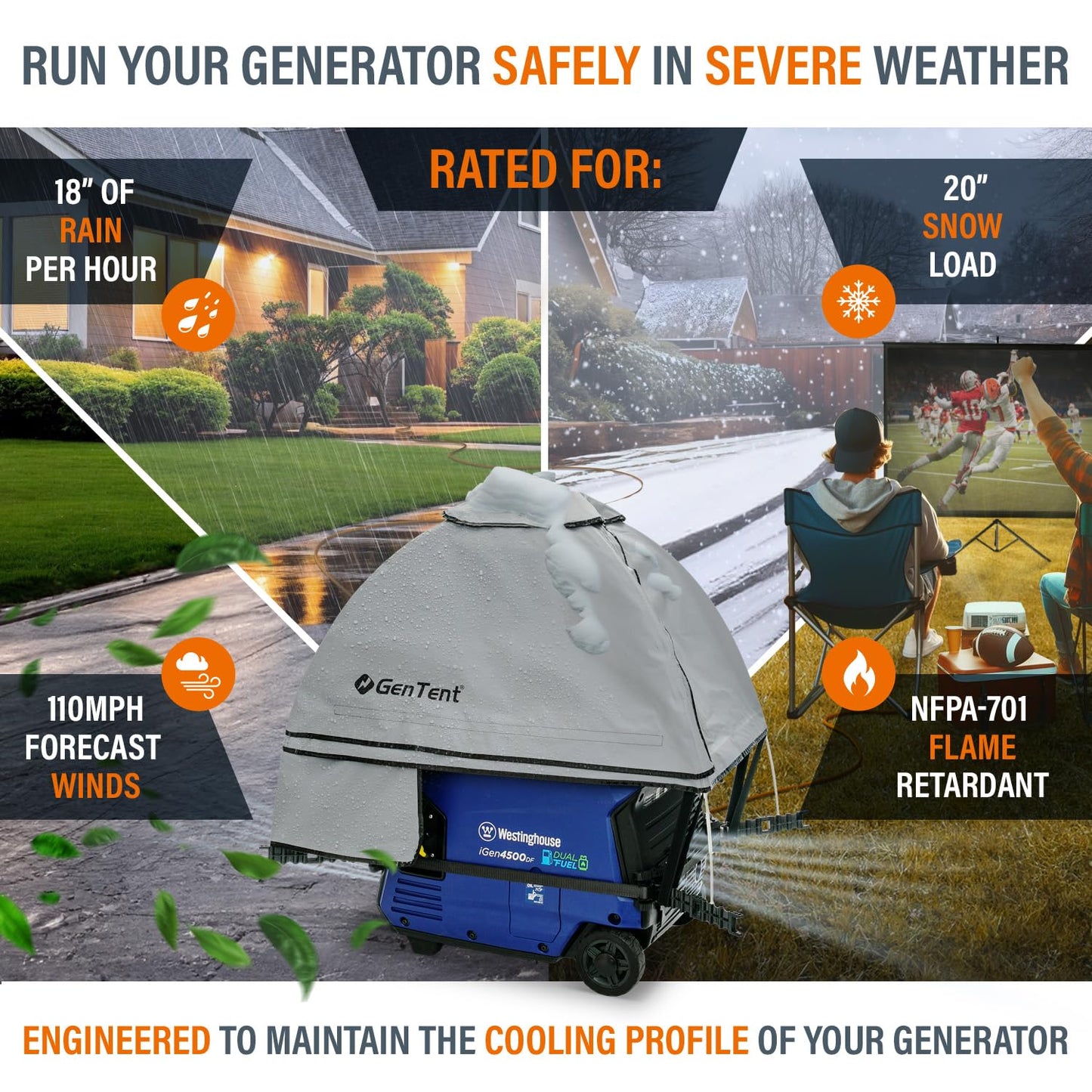 GenTent Inverter Running Cover – Generator Tent for Fully Encased Inverters (Gray, Original - Standard)