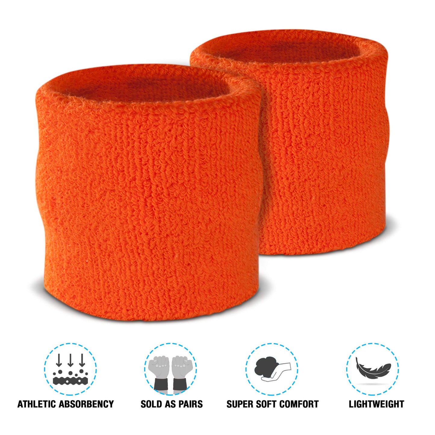 Suddora Sweatbands Set, Moisture Wicking 2 Wristbands and 1 Headband, Breathable Terry Cloth Athletic Bands for Basketball, Tennis, Yoga, Gym, Sweat Bands for Costumes and Cosplay, Orange