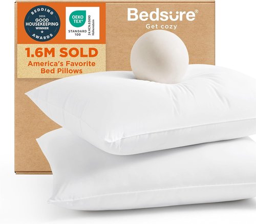 Bedsure King Size Pillows Set of 2 - Soft Down Alternative Hotel Collection for All Sleep Positions, 28"x19", White