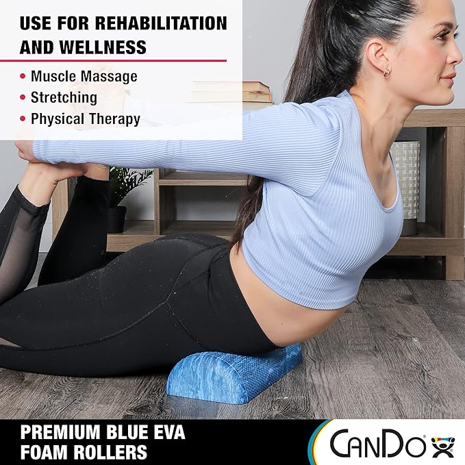 CanDo Blue Marble High Density EVA Foam Roller For Muscle Restoration, Massage Therapy, Sport Recovery, And Physical Therapy. 6" x 36", Half-Round (30-2210)