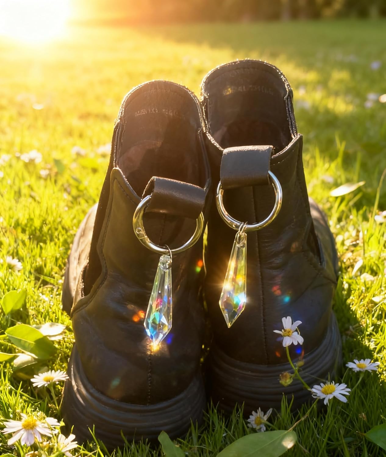 Skiennix Crystal Suncatcher Boot Charms - Bling Shoe Accessories for Women | 2pcs Sparkling Pendant Decor